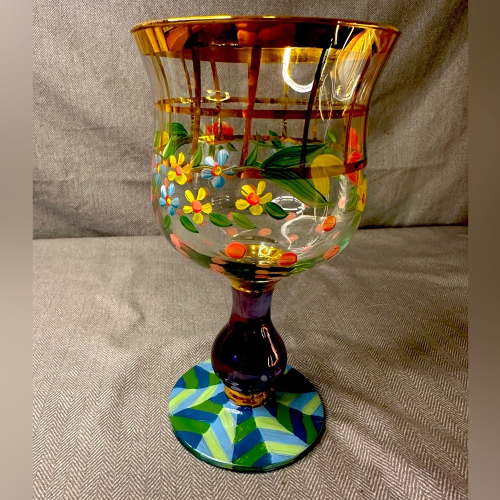 Retired Mackenzie Childs Circus Water/Wine Goblet